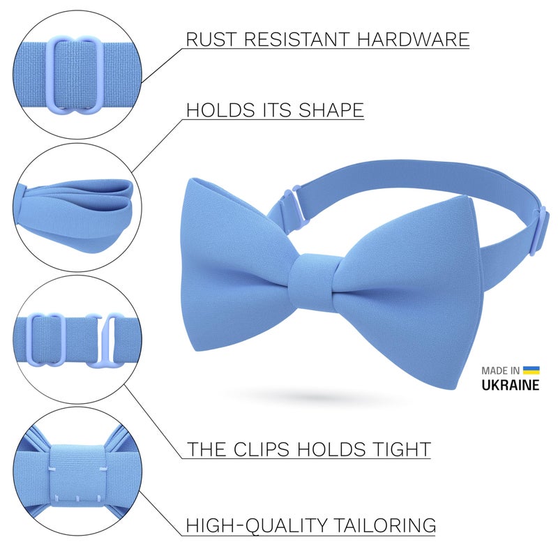 Bow Tie House رباط عنق للرجال مسبق الربط لطيف باللون الأزرق الفاتح - يوسع خط ألواننا - رباط عنق أزرق طبيعي عميق للأولاد ورباط عنق كهربائي باللون الأزرق الملكي - تسوق من متجر رباط عنق (كبير، أزرق فاتح) - Image 2